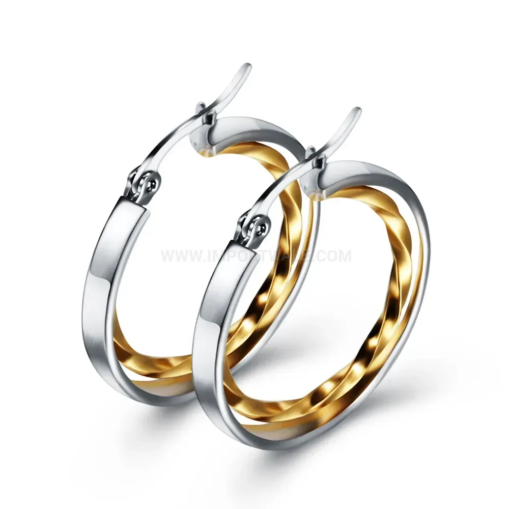 Fashion Contemporary Circular Hollow Cutout Stainless Steel Hoop Earrings