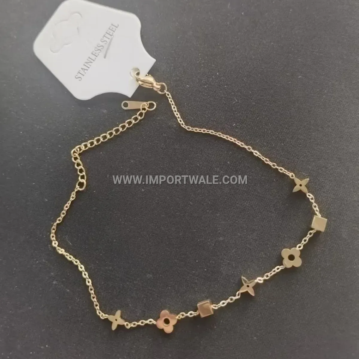 Minimalist Rhombus Charm Stainless Steel Anklet