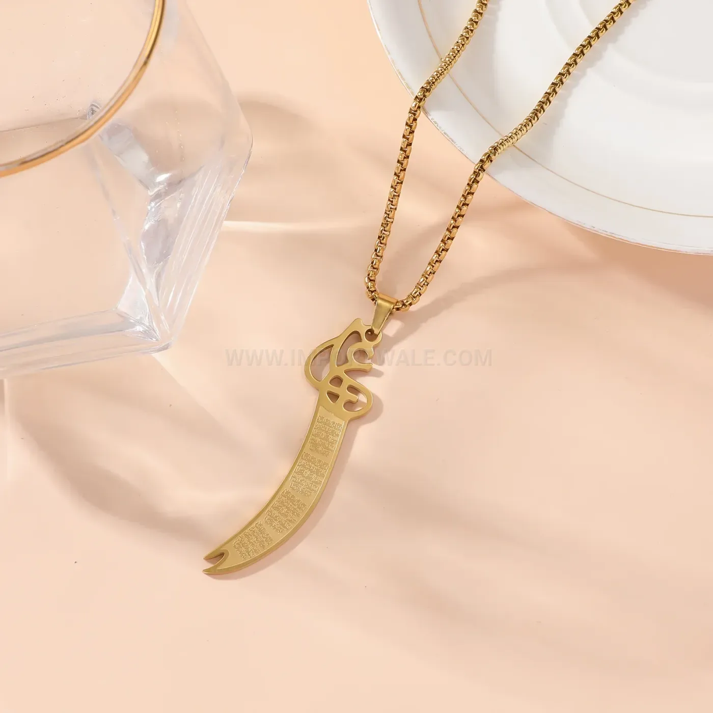 Modern Stainless Steel Zulfiqar Sword Islamic Pendant Necklace