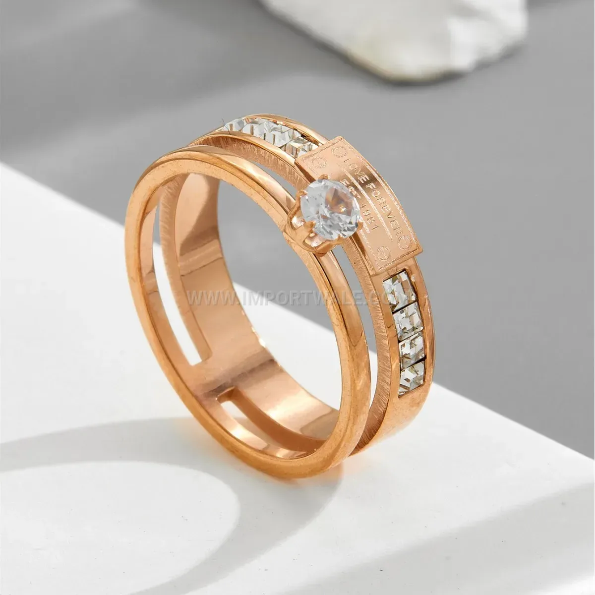 Dual Layer Titanium Steel Engraved Letter Ring