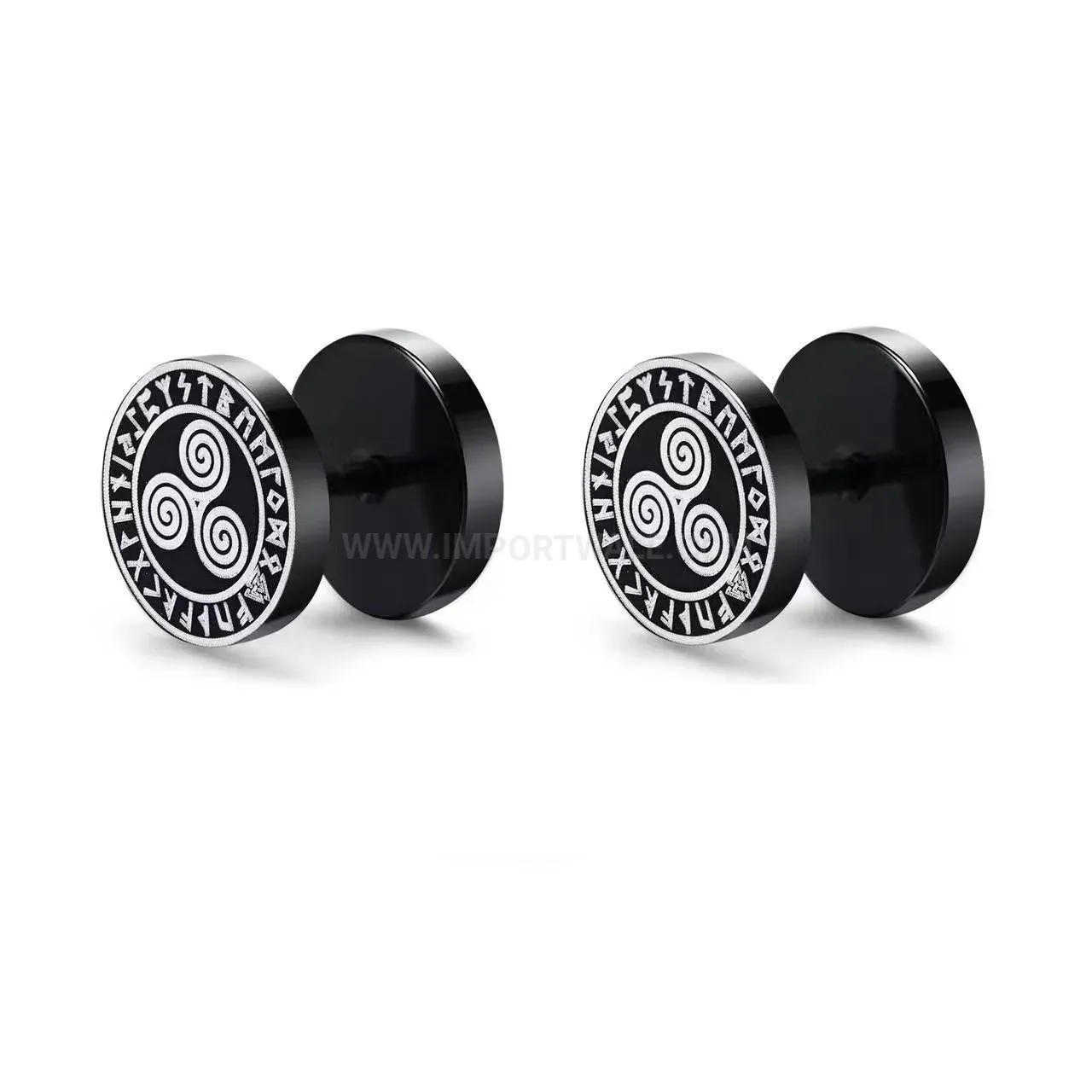 Designer Textured Barbell Stainless Steel Stud Piercing Earring