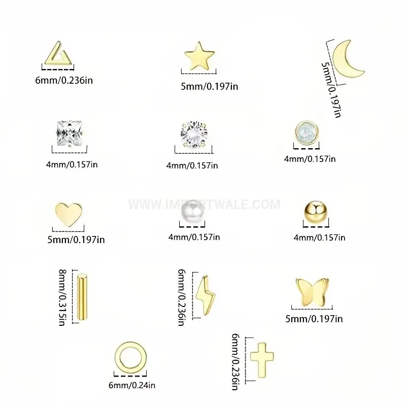 Classic Geometric Stainless Steel Modern Minimalist Body Piercing Studs