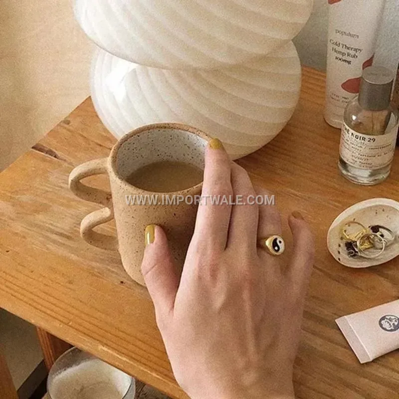 Gold Plated Stainless Steel Yin Yang Bagua Geometric Ring