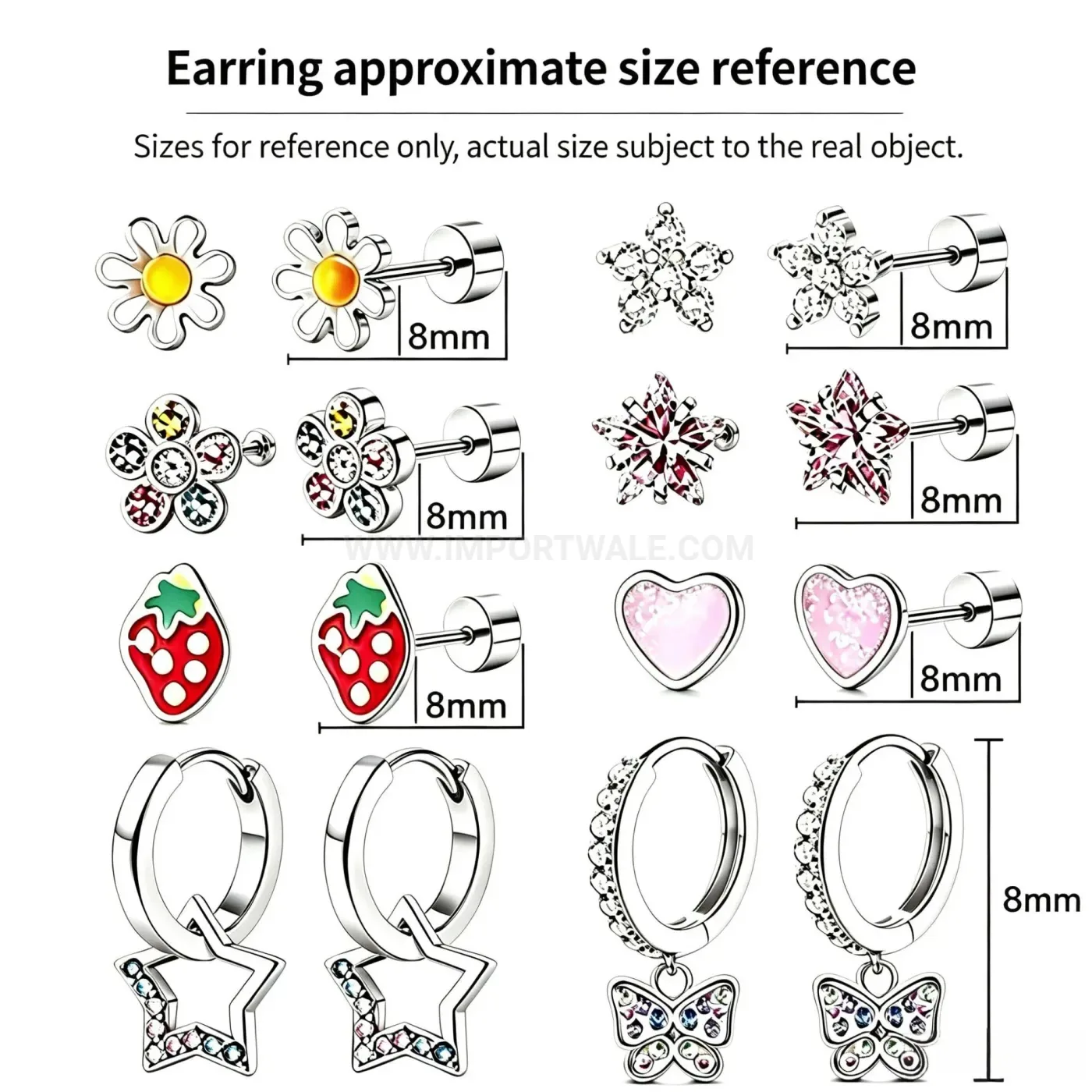 Colorful Crystal Flower and Butterfly Threaded Stainless Steel Piercing Hoop