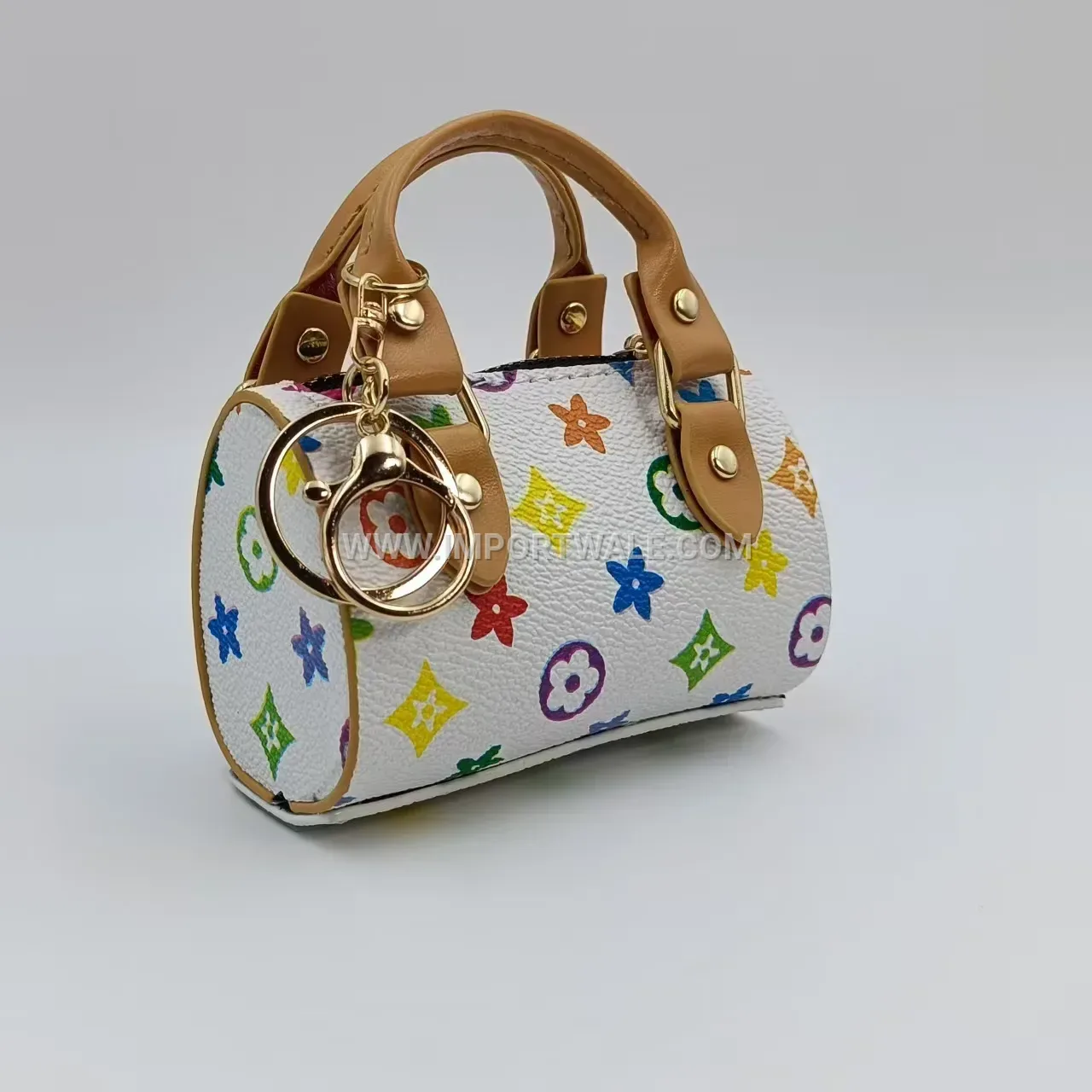 Mini Leather Pouch Bag Charm Keychain Accent