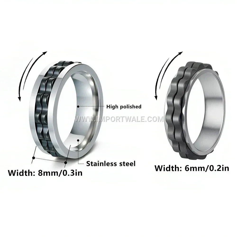 Punk Style Gear Spinner Stainless Steel Ring