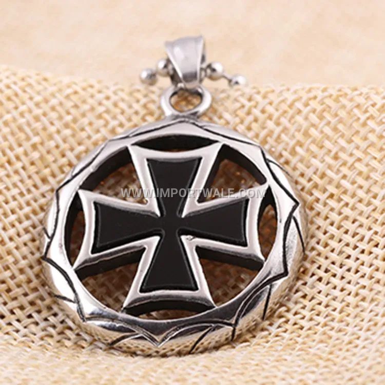 Cutout Cross Shield Titanium Steel Vintage Necklace