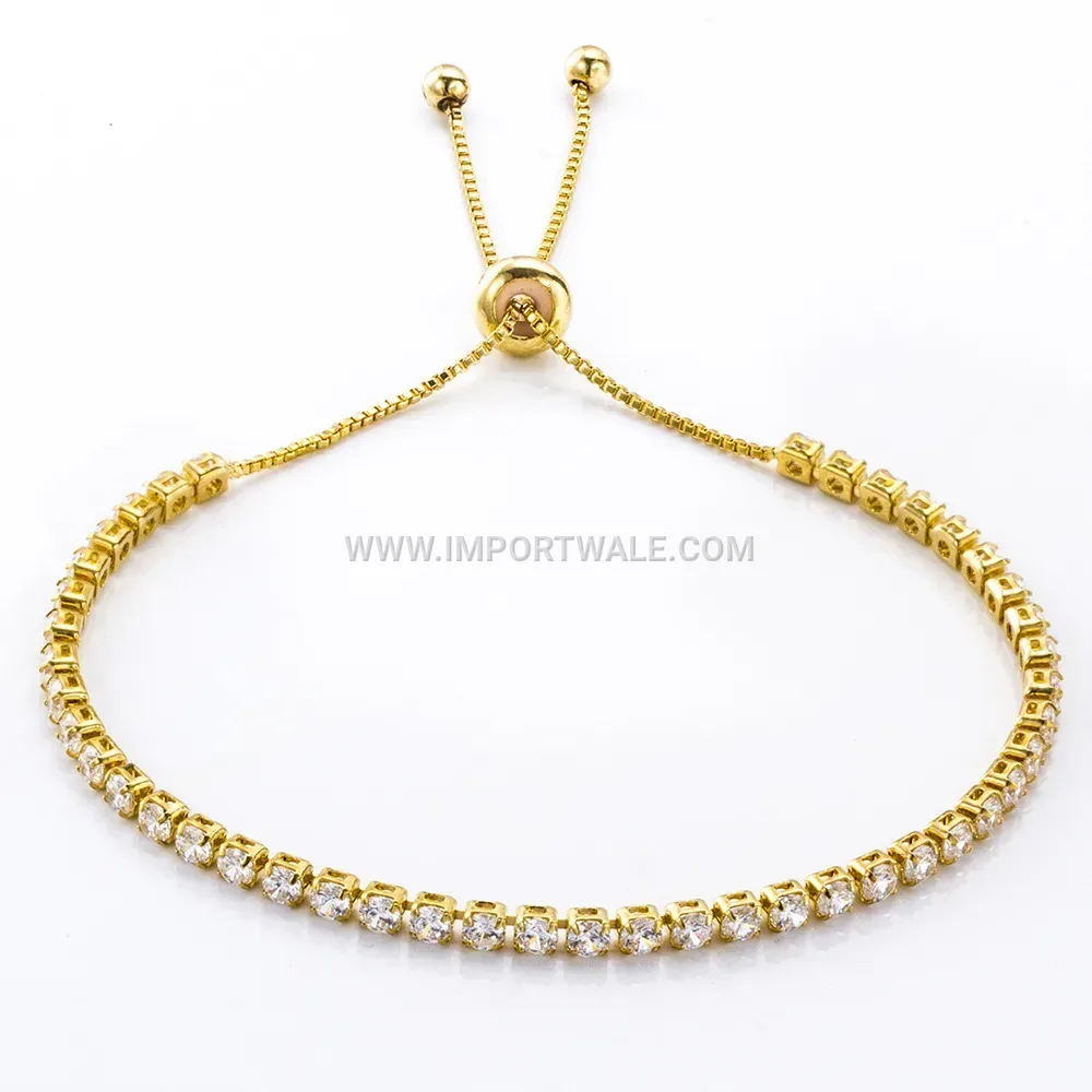 Adjustable Crystal Rhinestone Copper Chain Bracelet