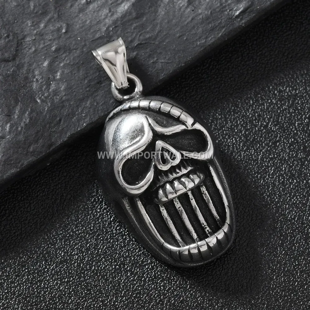 Men's Stainless Steel Gothic Skull and Owl Hip Hop Pendant
