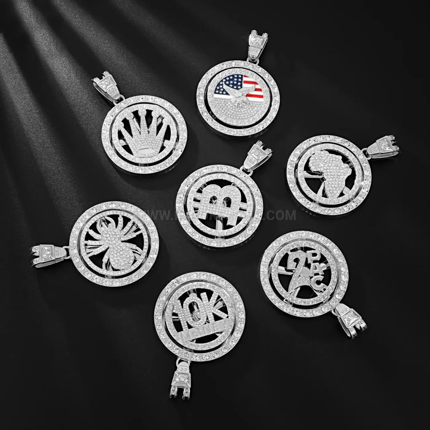 Spinning Steel Bearing Motif Hip Hop Pendant