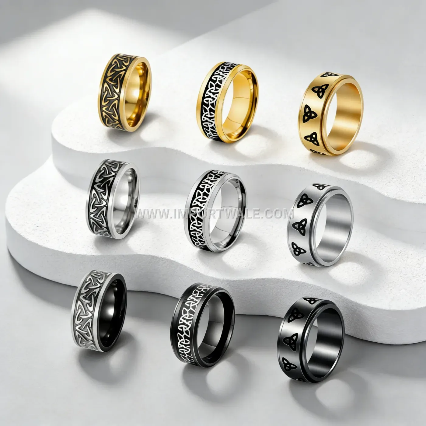 Viking Rune Celtic Knot Stainless Steel Spinner Ring