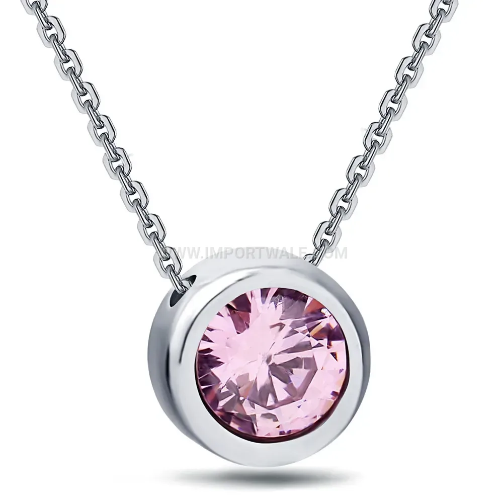 Minimalist Solitaire Crystal Stainless Steel Choker Pendant Necklace