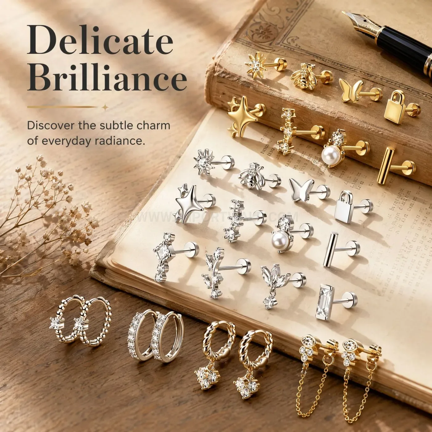 Fashion Minimalist Stainless Steel Stackable Piercing Stud Set