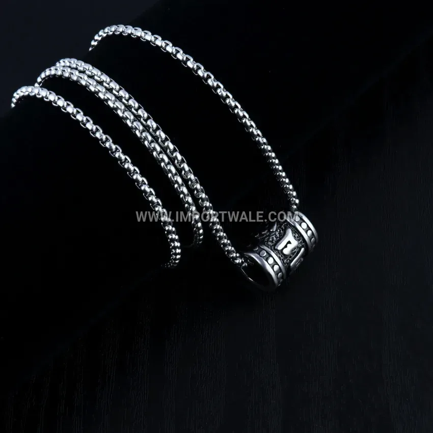 Vintage Style Stainless Steel Cylinder Mantra Pendant