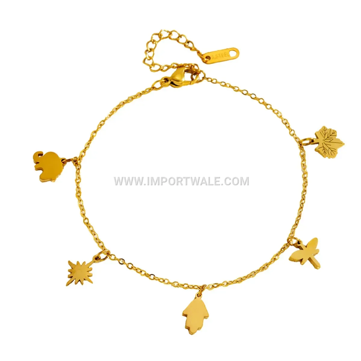 Minimalist Titanium Steel Leaf Pendant Premium Anklet Anti Tarnish