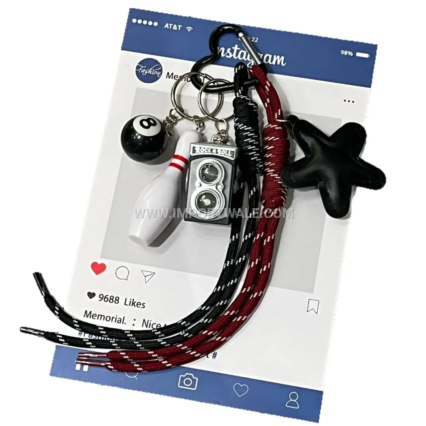 Vintage Leather Star Camera Bag Charm Keychain