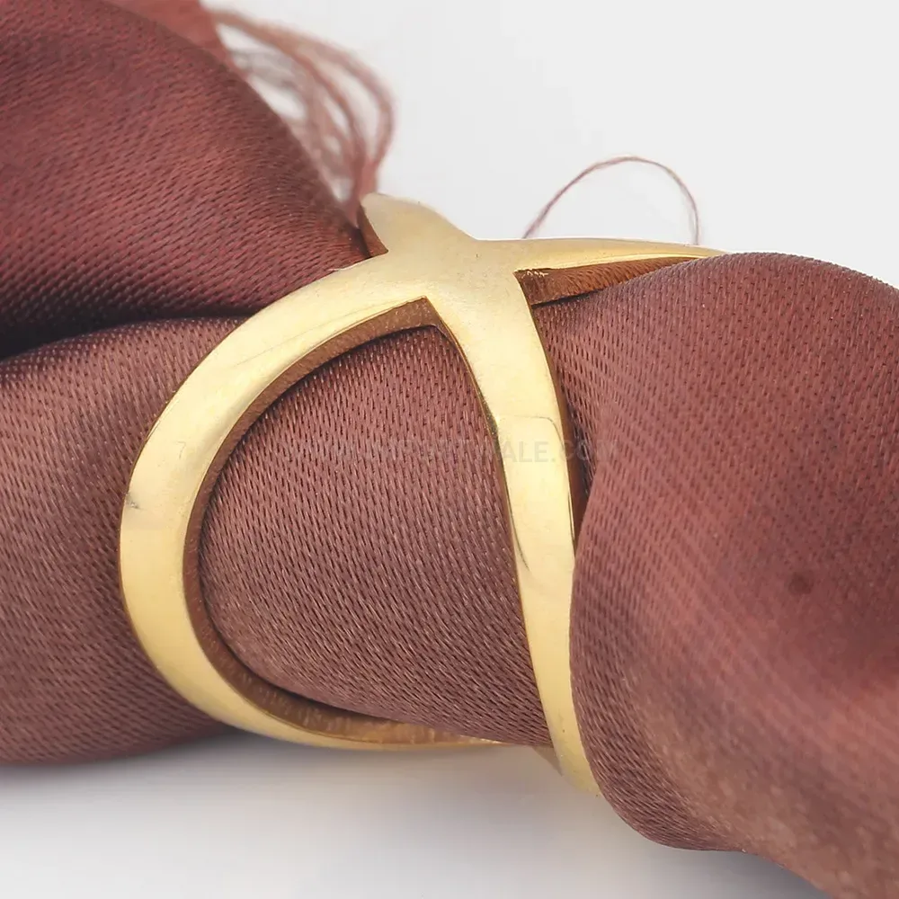Fashion Bold Cutout Crossover Gold Stainless Steel Statement Ring