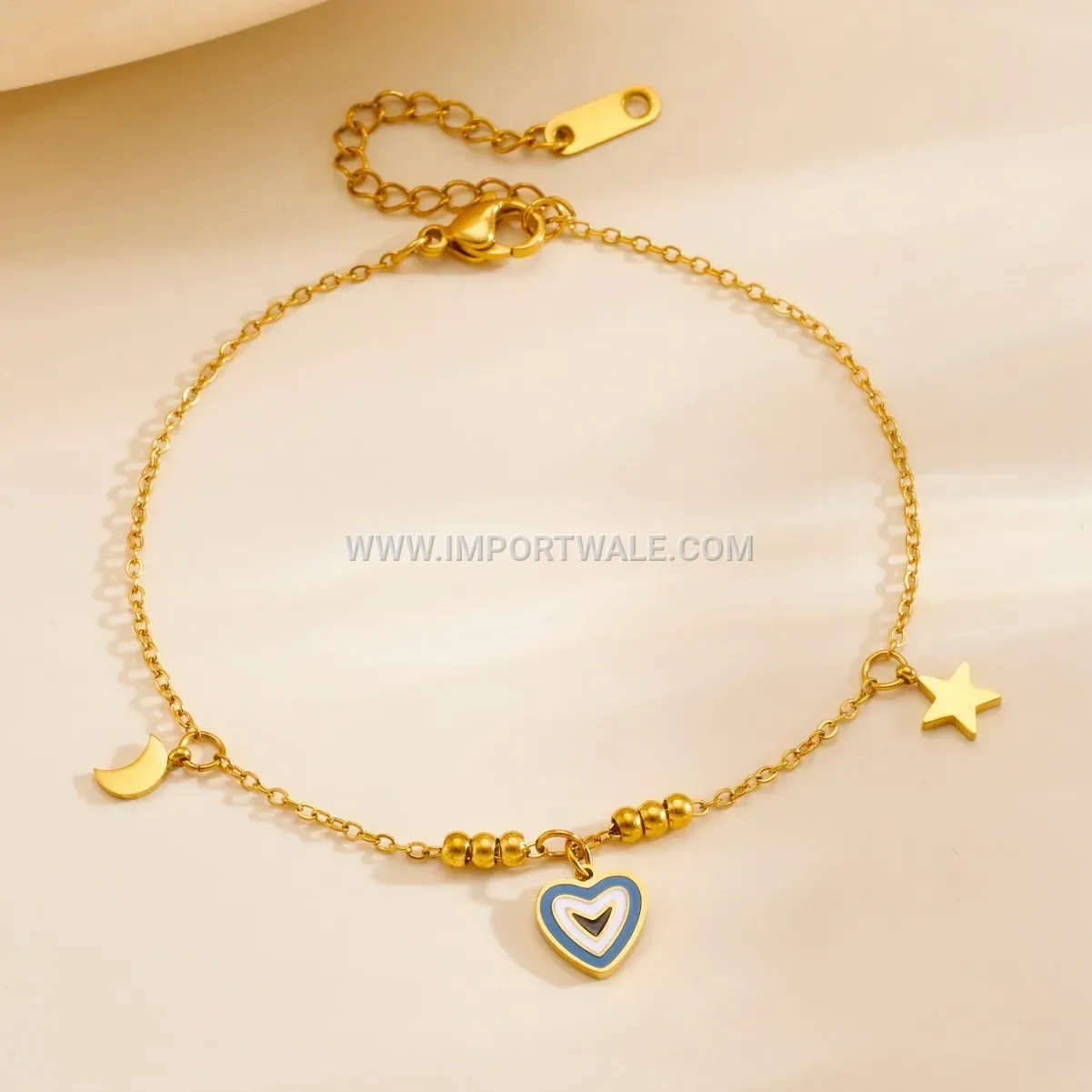 Minimalist Heart Charm Stainless Steel Anklet
