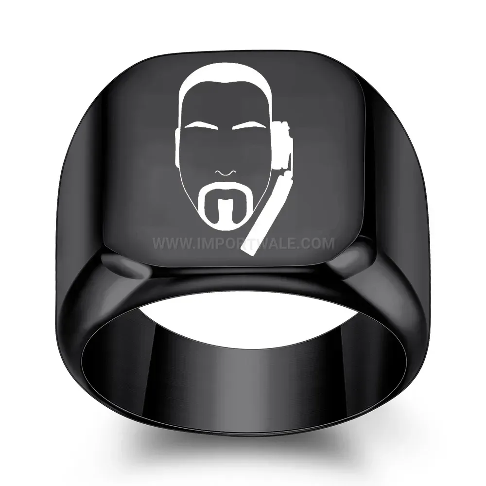 Chic Headphones Motif Cast Stainless Steel Square Ring