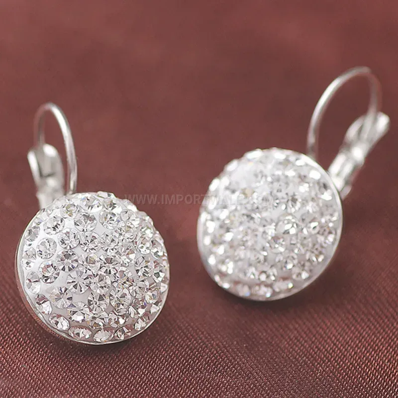Fashion Stainless Steel Hoop Earrings with Black and White Crystals