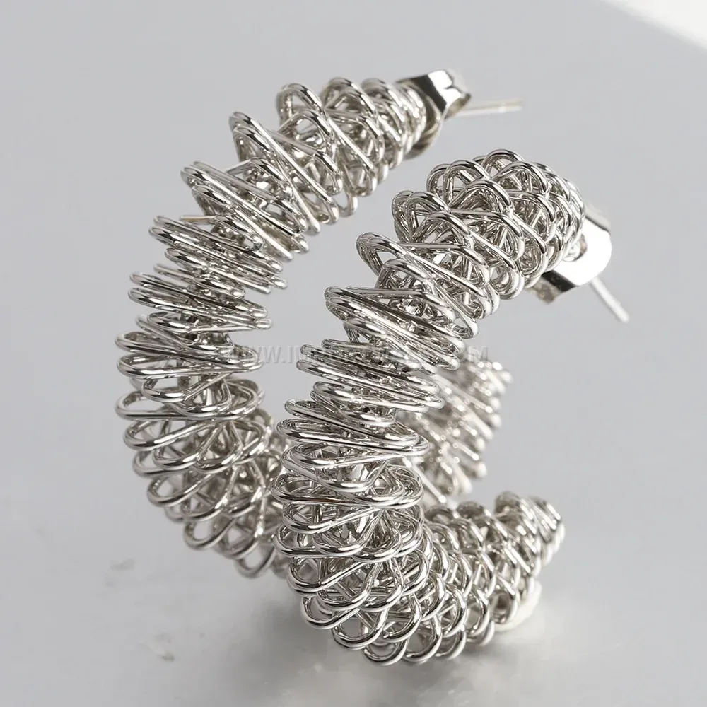 Bold Twisted Rope Motif Stainless Steel Hoop Earrings