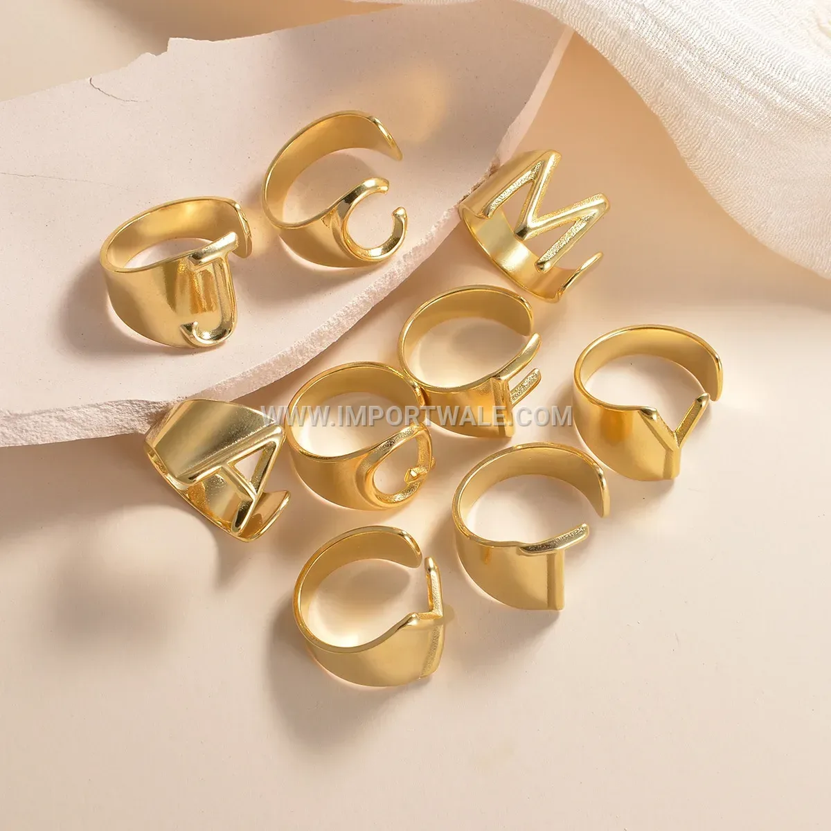 Vintage Initial Letter Stainless Steel Open Ring