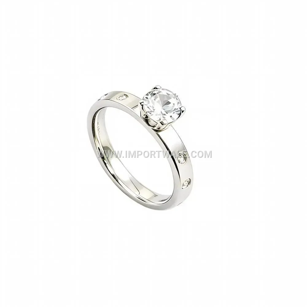 Minimalist Cubic Zirconia Stainless Steel Band Ring