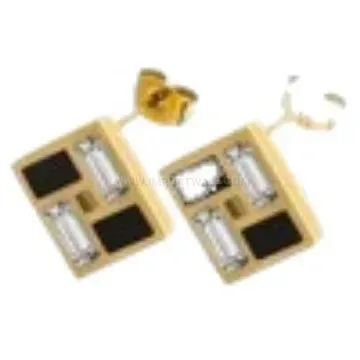Fashion Checkerboard Square Epoxy Resin Zircon Stainless Steel Stud Earrings