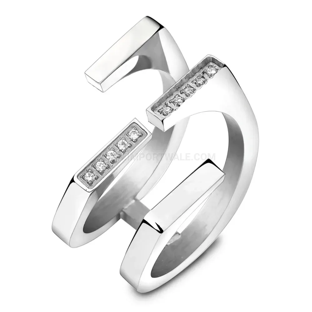 Double Layer Zirconia Open Stainless Steel Ring