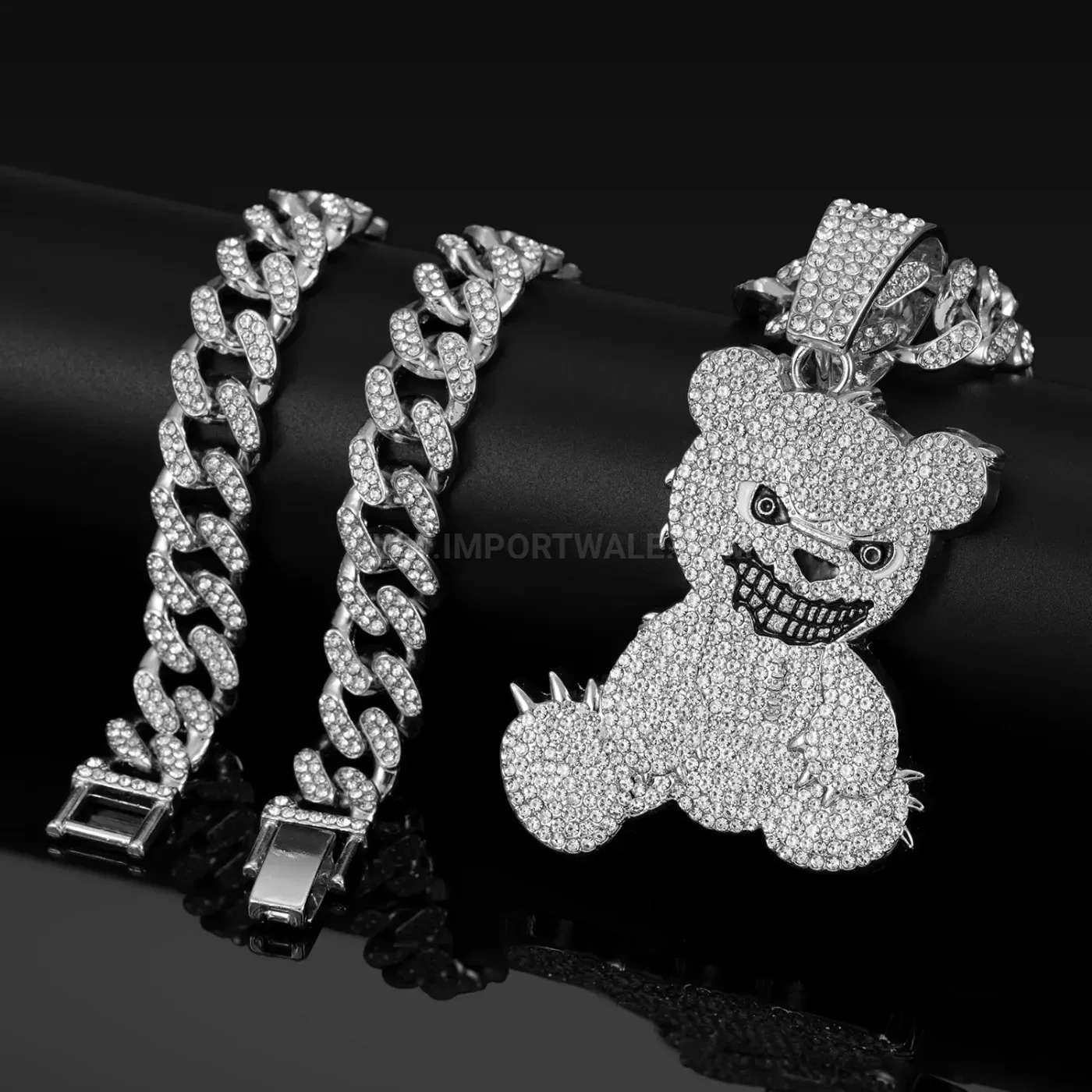 Grinning Panda Alloy Hip Hop Pendant Cuban Necklace