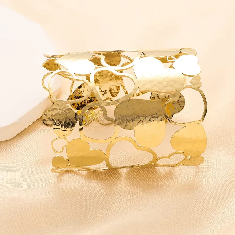 Stylish Cutout Heart Open Cuff Stainless Steel Bangle Bracelet
