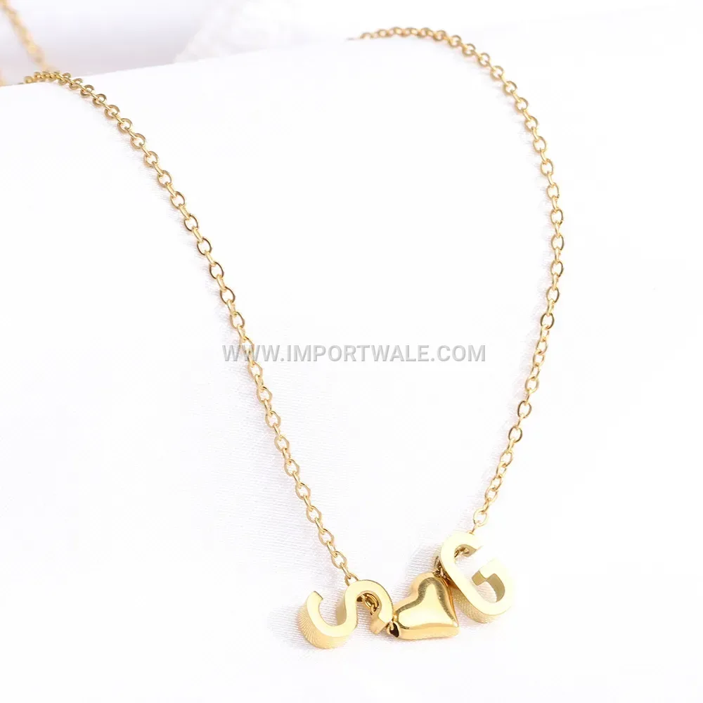 Customizable Stainless Steel Initial Letter Pendant Charm Necklace