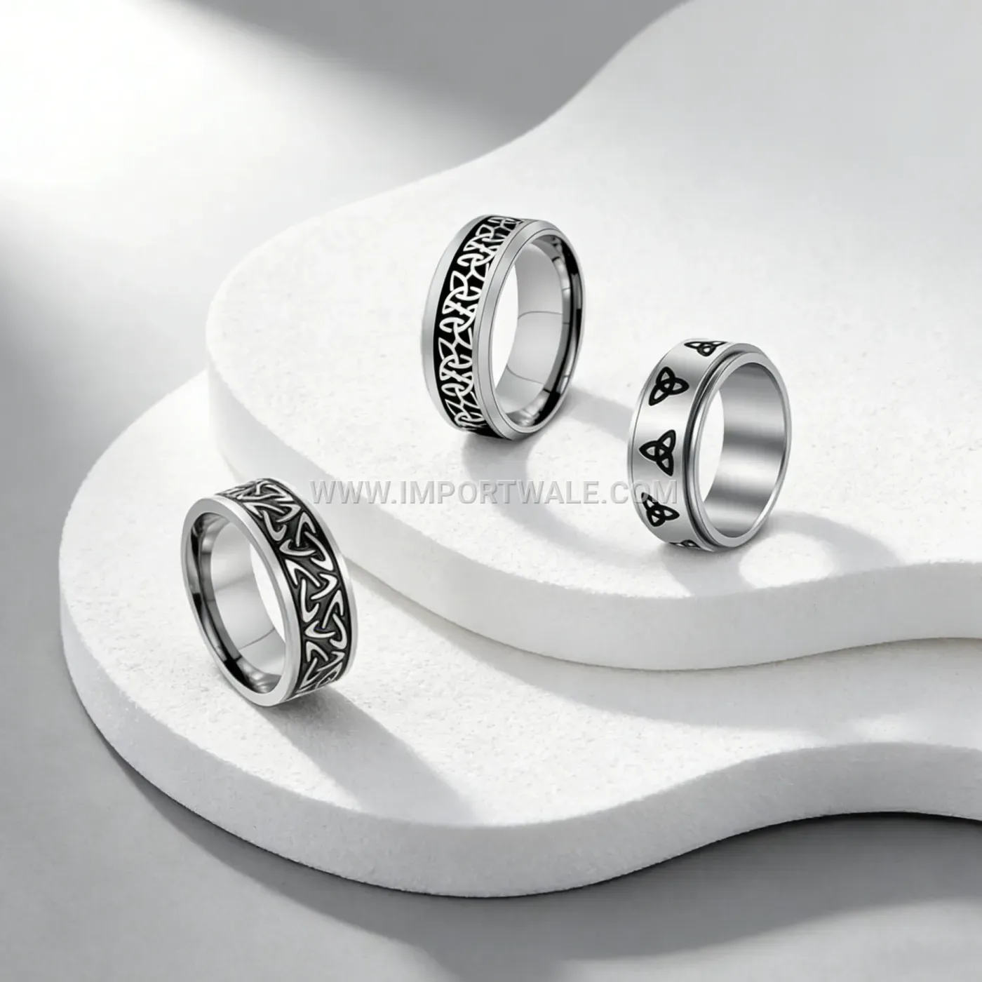 Viking Rune Celtic Knot Stainless Steel Spinner Ring