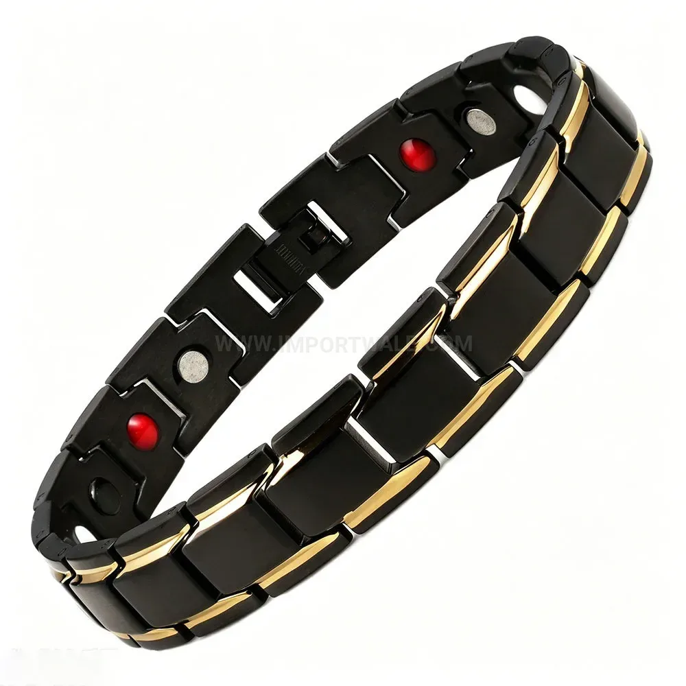 Men Beveled Stainless Steel Energy Link Bracelet