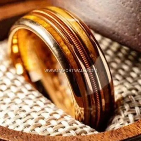 Triple Line Inlaid Stainless Steel Band Ring