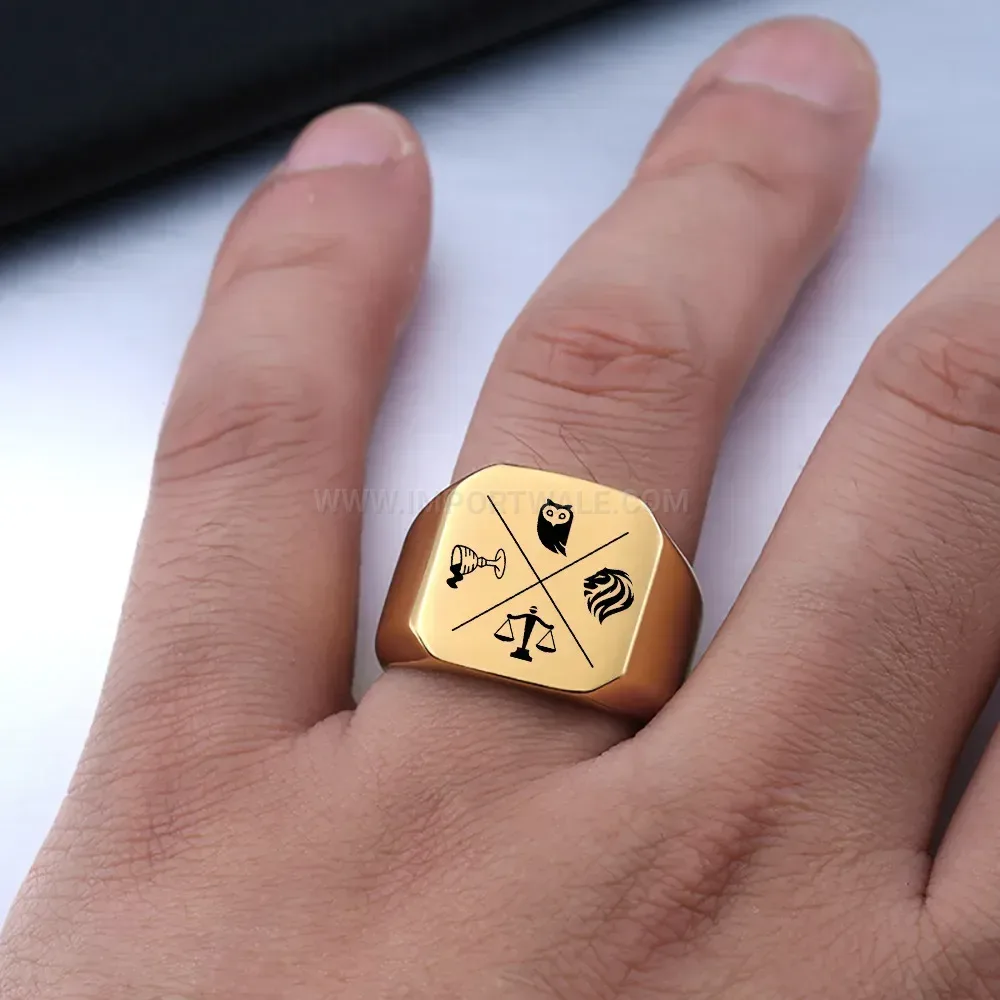 Bold Laser Engraved Minimalist Animal Motif Stainless Steel Band Ring