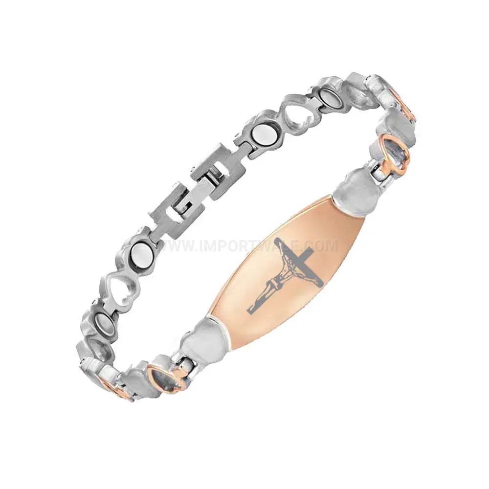 Stylish Cutout Cross Pattern Titanium Steel Bio Magnetic Bracelet
