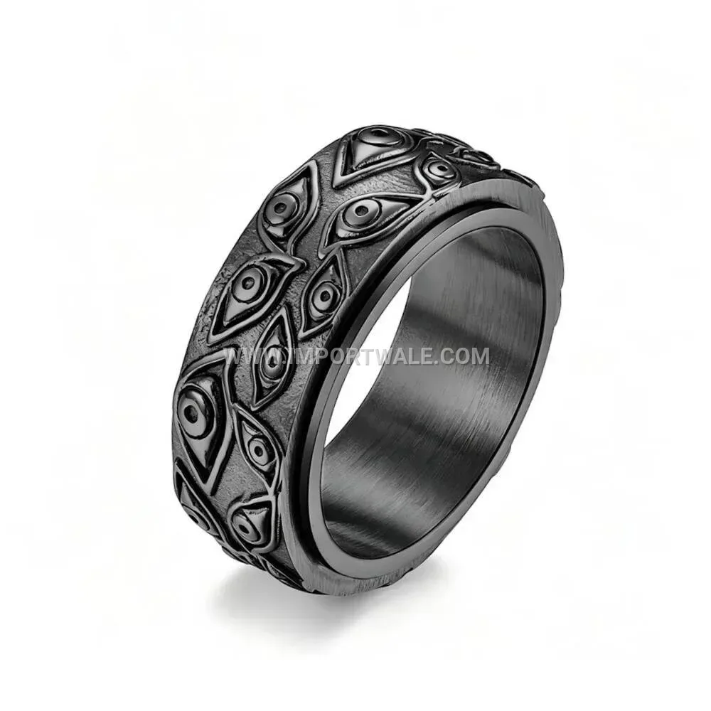 Stainless Steel Rotatable Devil Eye Ring