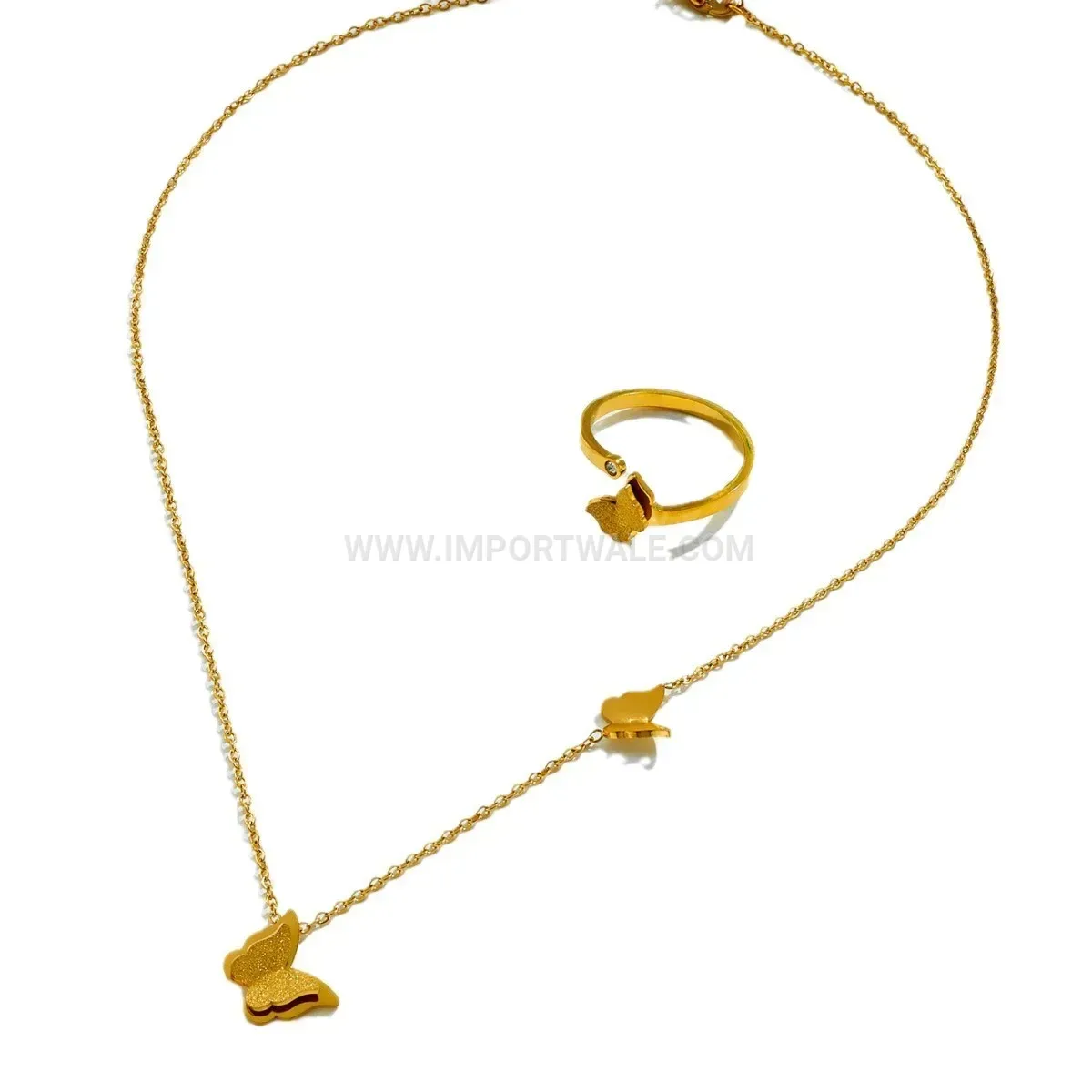 Frosted Butterfly Titanium Steel Jewelry Collection