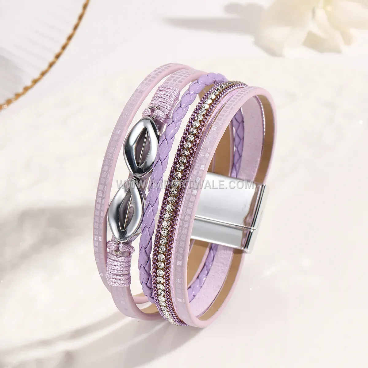 Bohemian Rhinestone Multi Layer Leather Wrap Bracelet