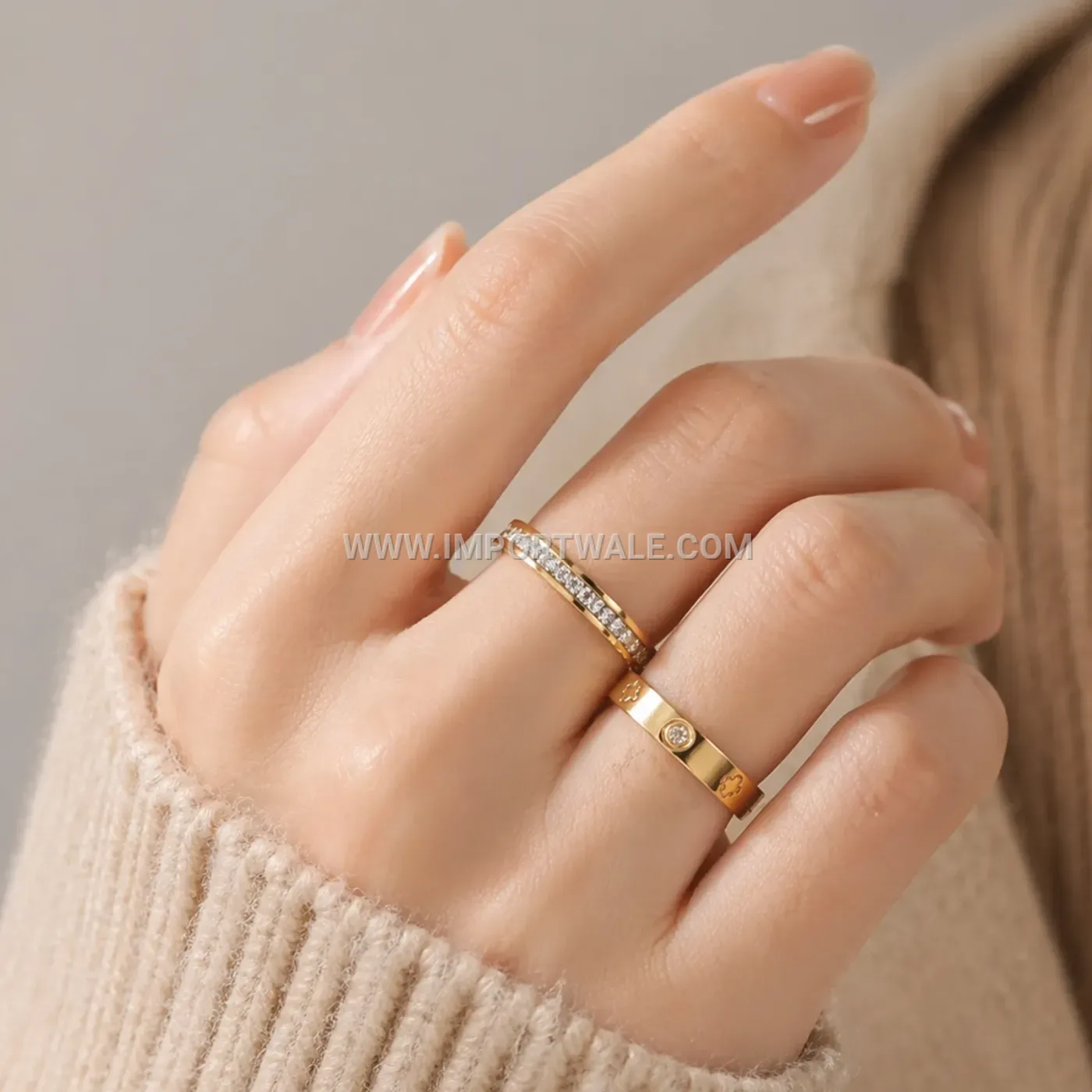 Crystal Accent Stainless Steel Mobius Band Ring