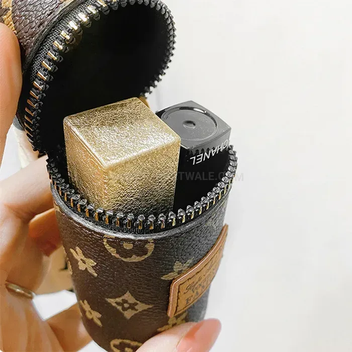 Stylish Retro Floral Printed PU Leather Mini Lipstick Charm Pouch