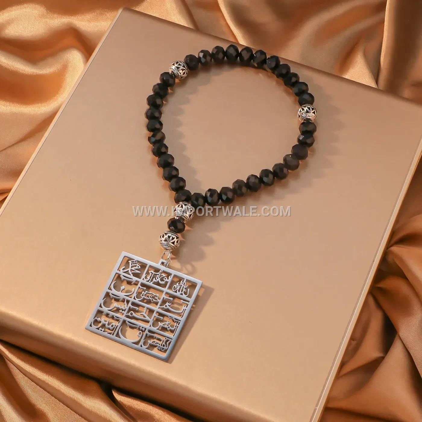 Stainless Steel Islamic Magic Square Wafq Talisman Pendant Necklace
