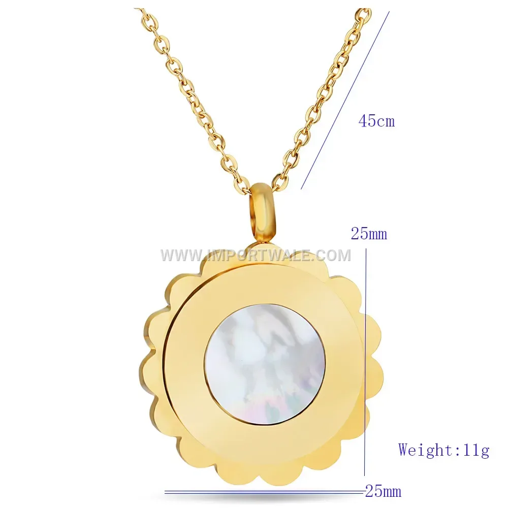 Minimalist Stainless Steel Sunflower Pendant Collar Necklace