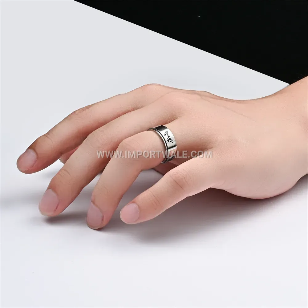 Spinner Stainless Steel Cat Pattern Band Ring