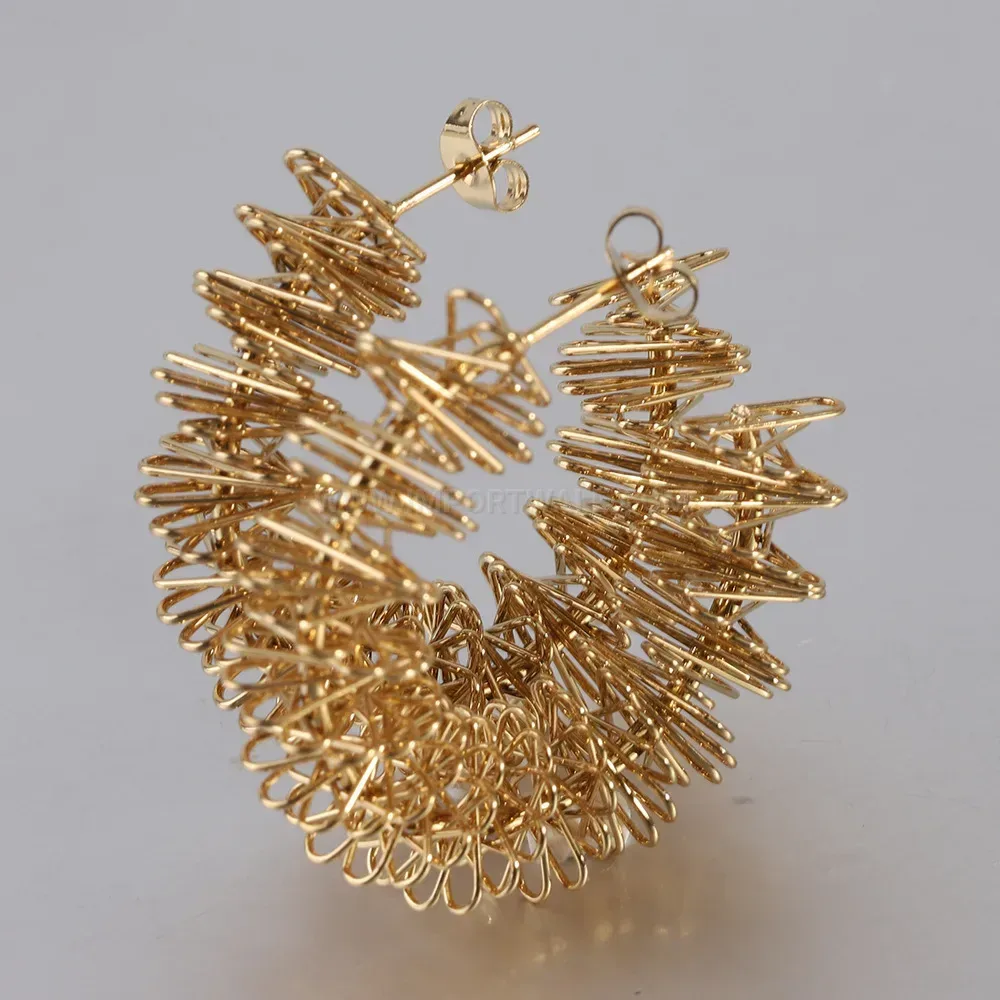 Elegant Twisted Geometric Cutout Stainless Steel Hoop Earrings