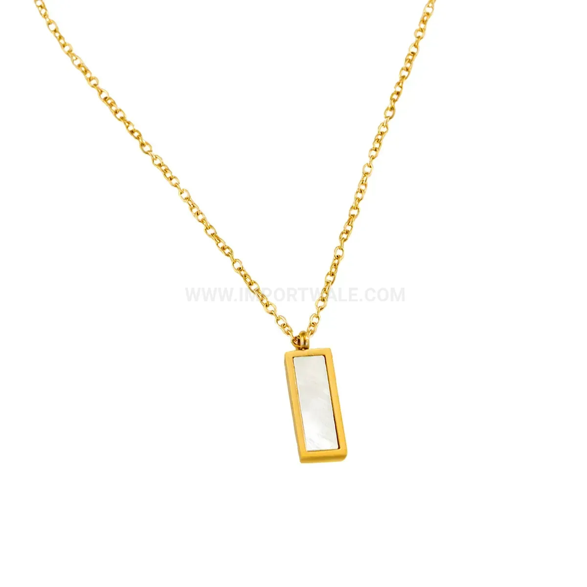 Premium Gold Stainless Steel Bead Chain Geometric Clavicle Necklace