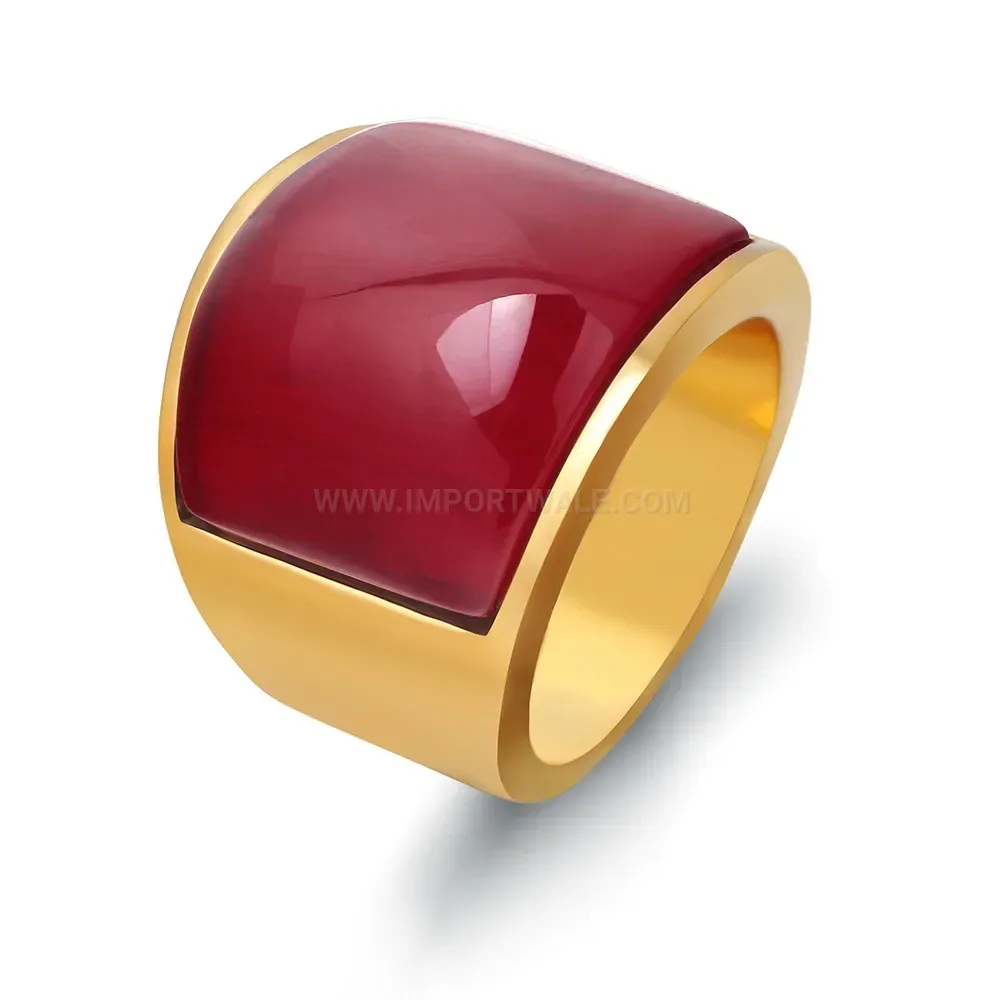 Fashion Vintage Cat Eye Gemstone Stainless Steel Statement Ring