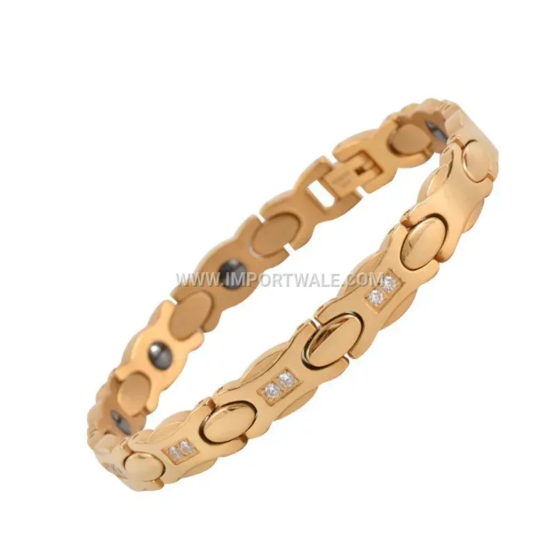 Oval Crystal Accent Hematite Magnetic Bracelet
