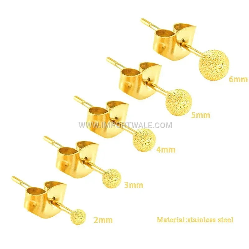 Polished Stainless Steel Ball Stud Earrings